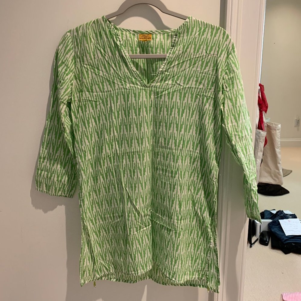 Roberta Roller Rabbit Green/White Coverup/Tunic